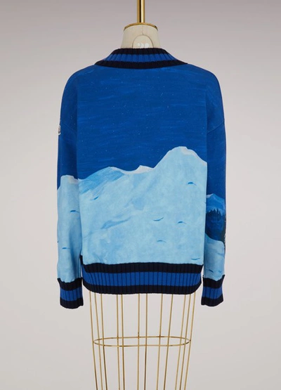 Shop Moncler Printed Sweater In Blue