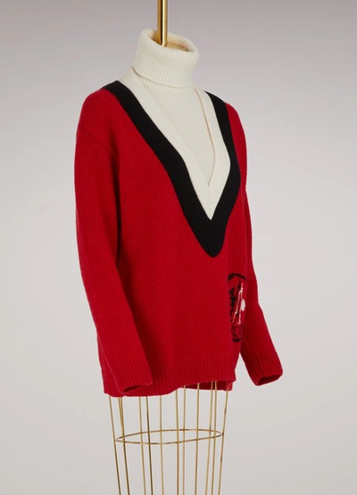 Shop Moncler Bell Alpaca Sweater In Red