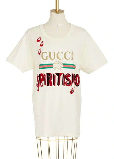 Gucci Spiritismo & Logo Cotton Jersey T-shirt In Ivory | ModeSens