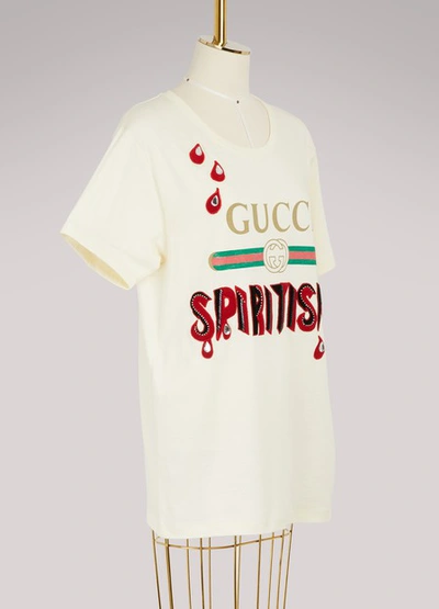 Gucci Spiritismo & Logo Cotton Jersey T-shirt In Neutrals | ModeSens