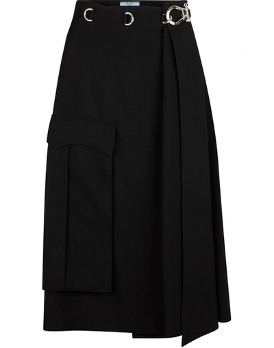 Shop Prada Military Skirt In Nero