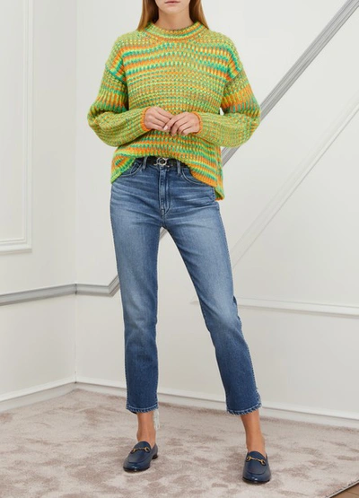 Shop Acne Studios Multicolored Mohair And Wool Sweater In Green/orange