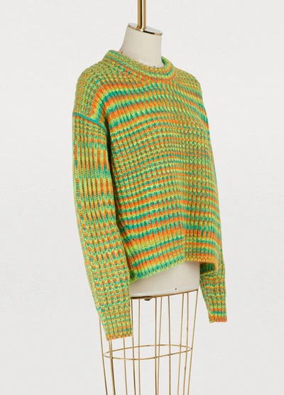 Shop Acne Studios Multicolored Mohair And Wool Sweater In Green/orange