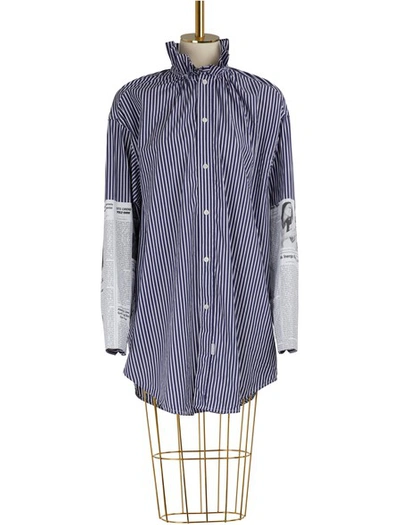 Shop Balenciaga Long Sleeved Striped Shirt In Navy