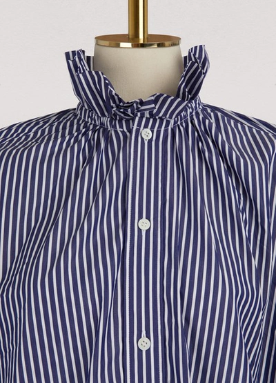 Shop Balenciaga Long Sleeved Striped Shirt In Navy