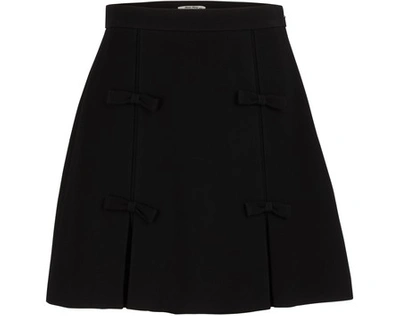 Shop Miu Miu Bow Mini Skirt In Black