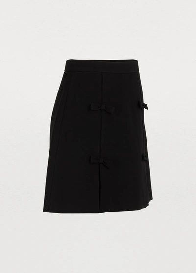 Shop Miu Miu Bow Mini Skirt In Black