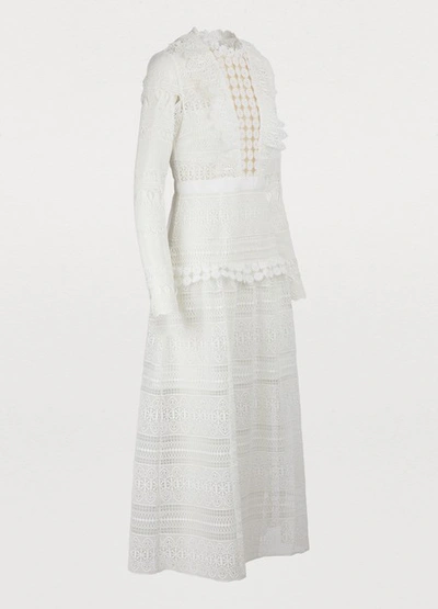 Self-portrait Spiral Lace Paneled Midi Dress In Ivory | ModeSens