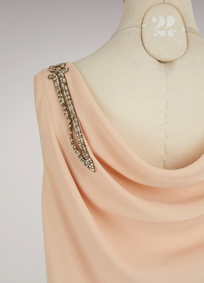 Shop Prada Bejeweled Collar Top In Light Pink