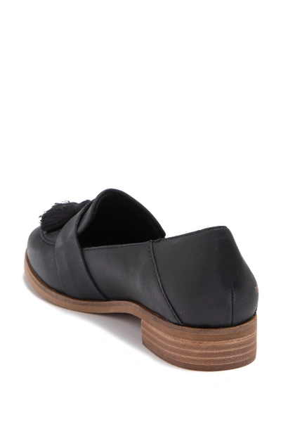 Shop Toms Estel Leather Fringe Tassel Loafer In Black