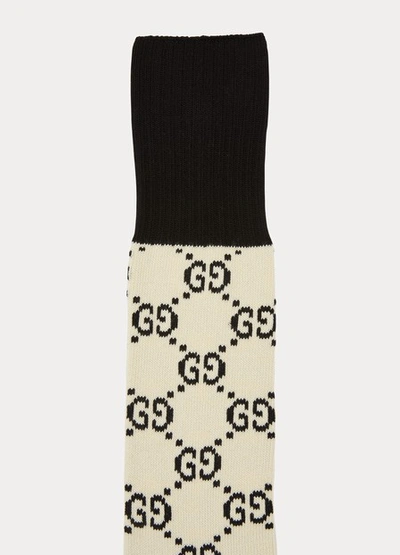 Shop Gucci Gg Socks In Ivory / Black