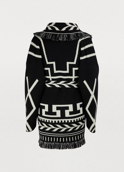 Shop Alanui Cashmere Cardigan In Black & White Lapponia W