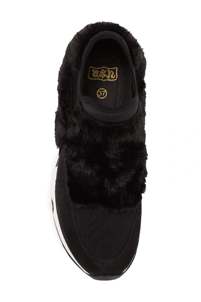 Shop Ash Lazer Faux Fur Sneaker In Black/blac