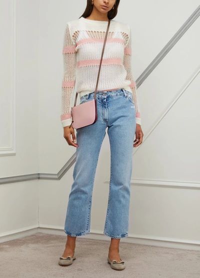 Shop Off-white Washed-out Jeans With Foulard Belt In Médium Blue