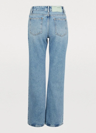 Shop Off-white Washed-out Jeans With Foulard Belt In Médium Blue