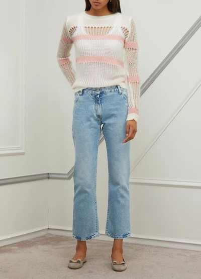 Shop Off-white Washed-out Jeans With Foulard Belt In Médium Blue