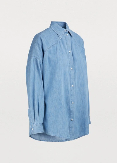 Shop Gucci Denim Shirt With Patches In Blue