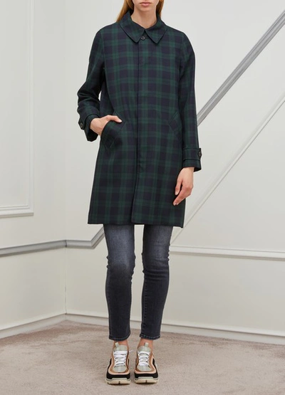 Shop Apc Dinard Coat In Vert Sapin