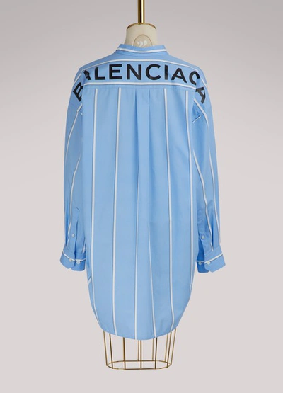 Shop Balenciaga New Swing Oversize Shirt In Ciel
