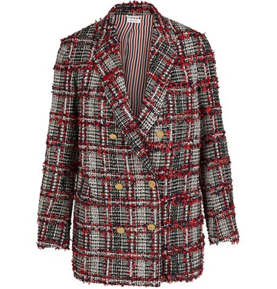 Shop Thom Browne Wool Blend Jacket In Rwbwht