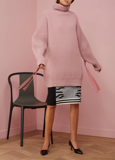 Shop Moncler Wool And Cashmere Knit Dress In Light Pink