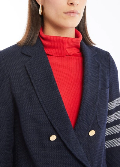 Shop Thom Browne Wool Blend Jacket In Navy