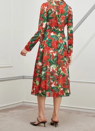 Shop Dolce & Gabbana Silk Midi-dress In Bianco Natural