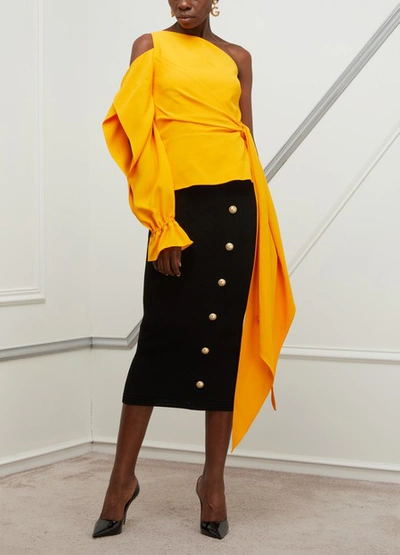Shop Balmain Pencil Skirt In 0pa Noir