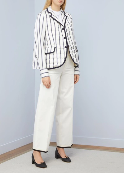 Shop Moncler Maila Striped Jacket In Off-white