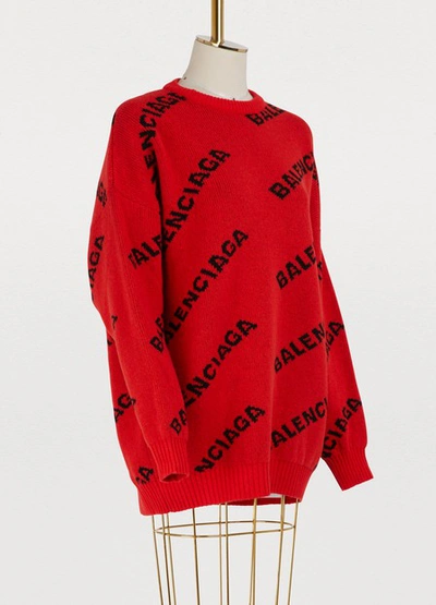 Shop Balenciaga Crew Neck Sweater In Orange Black