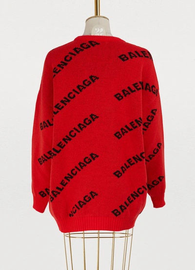 Shop Balenciaga Crew Neck Sweater In Orange Black