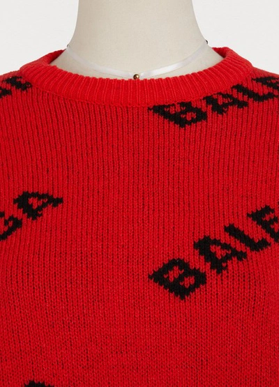 Shop Balenciaga Crew Neck Sweater In Orange Black