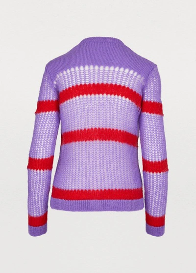 Shop Miu Miu Mohair-blend Cardigan In Viola/rosso