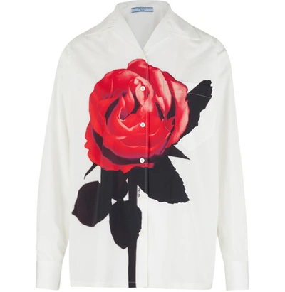 Shop Prada Rose Shirt In White