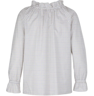 Shop Atlantique Ascoli Madeleine Blouse In Blue/brown Checks