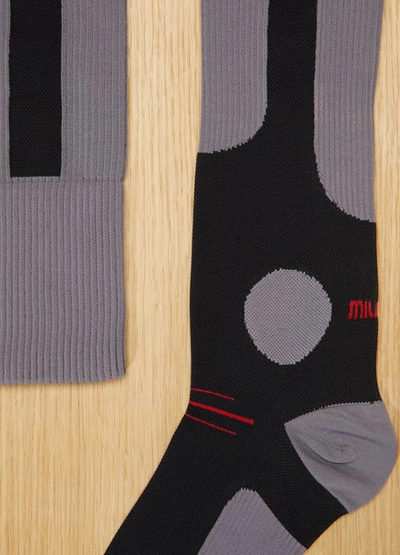 Shop Miu Miu High Rise Socks In Black/ardesia/red