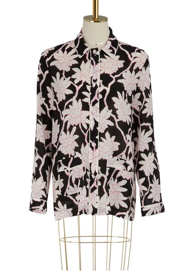 Shop Valentino Printed Pyjama Blouse In Black