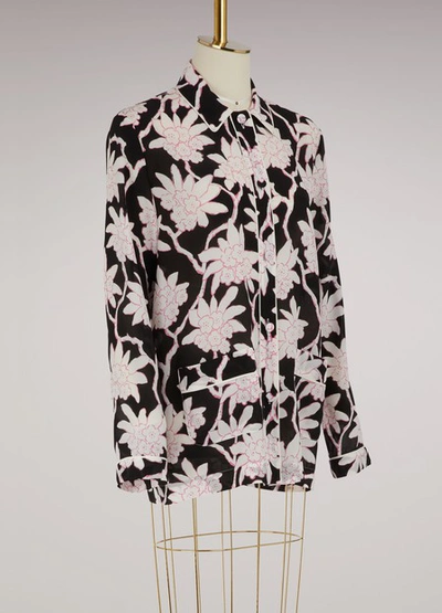 Shop Valentino Printed Pyjama Blouse In Black