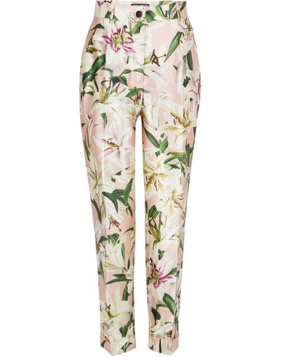 Shop Dolce & Gabbana Silk Trousers In Rosa