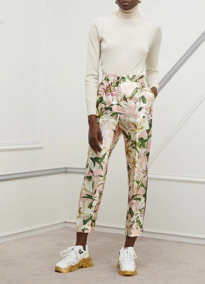 Shop Dolce & Gabbana Silk Trousers In Rosa