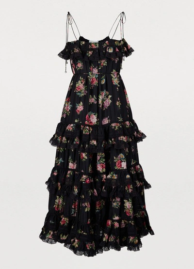 Shop Zimmermann Honour Silk Dress In Black Floral