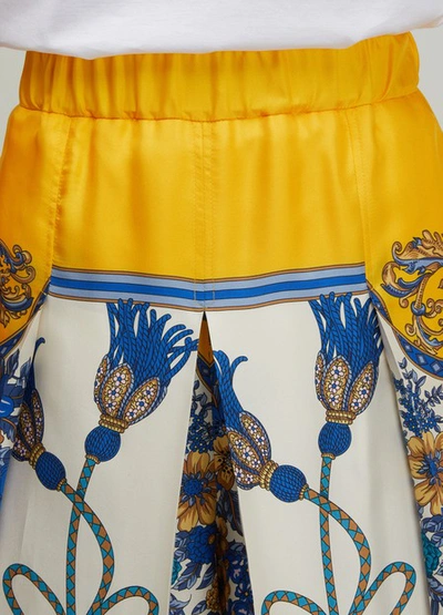 Shop Gucci Silk Printed Pants In Yellow