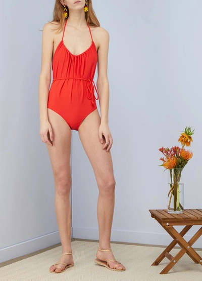 Shop Lisa Marie Fernandez Charlotte Swimsuit In Red