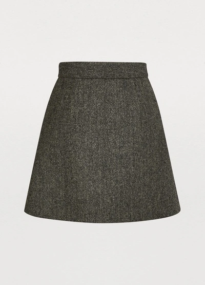 Shop Miu Miu Wool Skirt In Ardesia