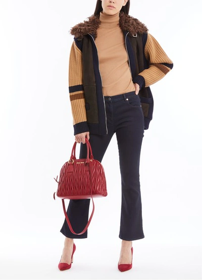 Shop Miu Miu Wool And Shearling Jacket In Moro/tabacco