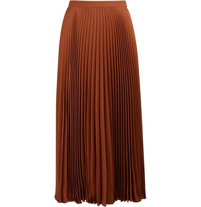 Shop Valentino Long Georgette Silk Skirt In Land