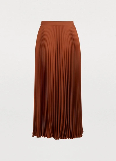 Shop Valentino Long Georgette Silk Skirt In Land