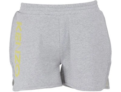 Shop Kenzo Logo Cotton Shorts In Grey