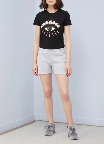 Shop Kenzo Logo Cotton Shorts In Grey