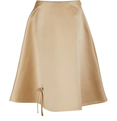 Shop Prada Silk Midi Skirt In Sand